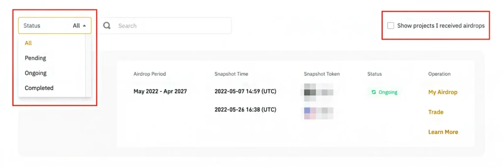 перевірка токенів airdrop binance
